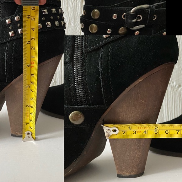 Steve Madden Black Studded Suede Rustik Boots with Chunky Block Heel Size 8.5M - Picture 16 of 16